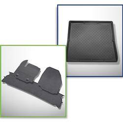 Sada: gumové koberečky + rohož do zavazadlového prostoru pro Ford Galaxy III MPV (06.2006-08.2015) - Guardliner - 7 míst; třetí řada snížená
