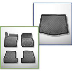 Sada: koberečky TPE + rohož do zavazadlového prostoru pro Ford Focus III Hatchback (03.2011-08.2018) - Aristar - Guardliner - s dojezdovým rezervním kolem nebo opravárenskou sadou