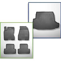 Sada: koberečky TPE + rohož do zavazadlového prostoru pro Nissan X-Trail II SUV (06.2007-07.2014) - Aristar - Guardliner - horní zavazadlový prostor
