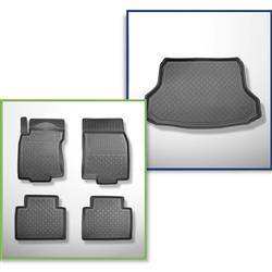 Sada: koberečky TPE + rohož do zavazadlového prostoru pro Nissan X-Trail III SUV (08.2014-08.2017) - Aristar - Guardliner - 5 míst; horní zavazadlový prostor (na pohyblivou podlahu); bez třetí řady