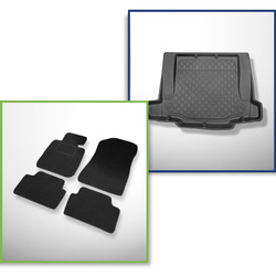 Sada: plstěné koberečky + rohož do zavazadlového prostoru pro BMW Řada 1 E87 (09.2004-2011) 5 dveří - Guardliner - s pravým a levým výklenkem