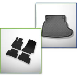 Sada: plstěné koberečky + rohož do zavazadlového prostoru pro Mercedes-Benz Třída C W205 (03.2014-2021) 4 dveří - Guardliner - zadní nerozkládací sedadla (nedělená)