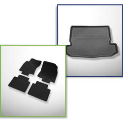 Sada: plstěné koberečky + rohož do zavazadlového prostoru pro Nissan X-Trail III T32 (08.2014-2022) 5 dveří - Guardliner - 7 míst; třetí řada snížená