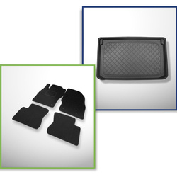 Sada: plstěné koberečky + rohož do zavazadlového prostoru pro Opel Corsa E (12.2014-05.2019) 3 dveří, 5 dveří - Guardliner - horní zavazadlový prostor (stejná prahová hodnota zatížení)