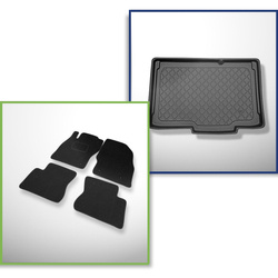 Sada: plstěné koberečky + rohož do zavazadlového prostoru pro Opel Corsa E (12.2014-05.2019) 3 dveří, 5 dveří - Guardliner - spodní zavazadlový prostor