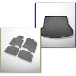 Sada: velurové koberečky + rohož do zavazadlového prostoru pro Kia Ceed II (09.2012-08.2018) 5 dveří - Guardliner - také pro modely s upevňujícími kolejnicemi