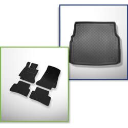 Sada: velurové koberečky + rohož do zavazadlového prostoru pro Mercedes-Benz Třída C W205 (10.2014-02.2021) 5 dveří - Guardliner
