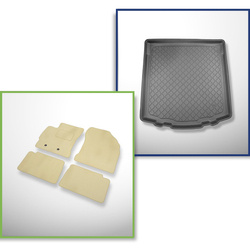Sada: velurové koberečky + rohož do zavazadlového prostoru pro Toyota Auris II (07.2013-12.2018) 5 dveří - Guardliner - spodní zavazadlový prostor; bez dvojité podlahy zavazadlového prostoru