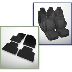 Set: velurové koberečky + autopotahy šité na míru pro Ford C-MAX MPV (2003-2010) – Elegance P-1