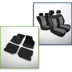 Set: velurové koberečky + autopotahy šité na míru pro Seat Leon I Hatchback (1999-2005) – Premium šedá