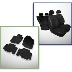 Set: velurové koberečky + autopotahy šité na míru pro Toyota RAV4 III SUV (2006-2012) – Premium černá