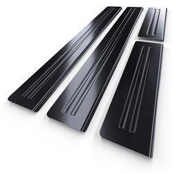 Ocelové kryty na prahy pro Hyundai ix20 I FL MPV (5 dveře) - (2015-2020) - Croni - 2 Line - černá (broušený povrch)