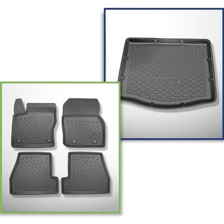 Sada: koberečky TPE + rohož do zavazadlového prostoru pro Ford Focus III Hatchback (03.2011-08.2018) - Aristar - Cool liner - s dojezdovým rezervním kolem nebo opravárenskou sadou