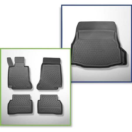 Sada: koberečky TPE + rohož do zavazadlového prostoru pro Mercedes-Benz Třída C W205 Kupé (01.2016-11.2020) - Aristar - Cool liner - pravý výklenek může být odstřižen