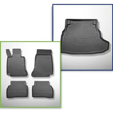 Sada: koberečky TPE + rohož do zavazadlového prostoru pro Mercedes-Benz Třída C W205 Sedan (03.2014-11.2020) - Aristar - Cool liner - zadní nerozkládací sedadla (nedělená)