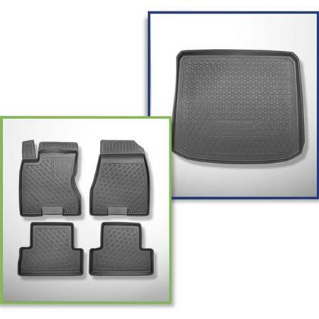 Sada: koberečky TPE + rohož do zavazadlového prostoru pro Nissan X-Trail II T31 SUV (06.2007-07.2014) - Aristar - Cool liner - spodní zavazadlový prostor
