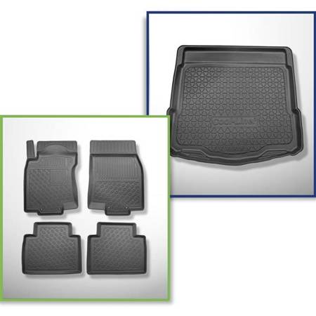 Sada: koberečky TPE + rohož do zavazadlového prostoru pro Nissan X-Trail III T32 SUV (08.2014-....) - Aristar - Cool liner - 5 míst; spodní zavazadlový prostor (pod pohyblivou podlahu); bez třetí řady