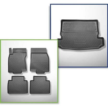 Sada: koberečky TPE + rohož do zavazadlového prostoru pro Nissan X-Trail III T32 SUV (08.2014-....) - Aristar - Cool liner - 7 míst; třetí řada snížená