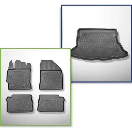 Sada: koberečky TPE + rohož do zavazadlového prostoru pro Toyota Auris II Hatchback (01.2013-12.2018) - Aristar - Cool liner - bez dvojité podlahy zavazadlového prostoru, rovněž s hybridním pohonem