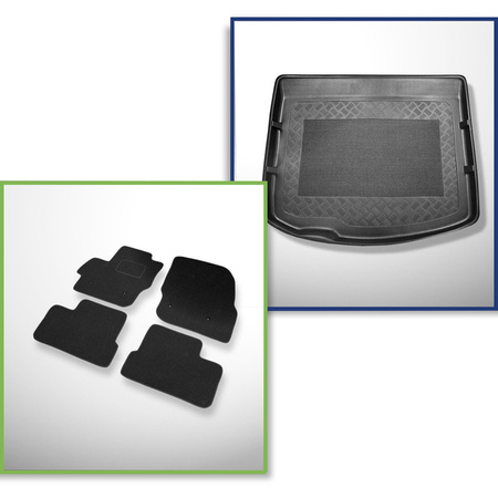 Sada: plstěné koberečky + rohož do zavazadlového prostoru pro Mazda 3 II Sport BL (05.2009-08.2013) 5 dveří - Standard - spodní zavazadlový prostor; bez zvukového systému Bose