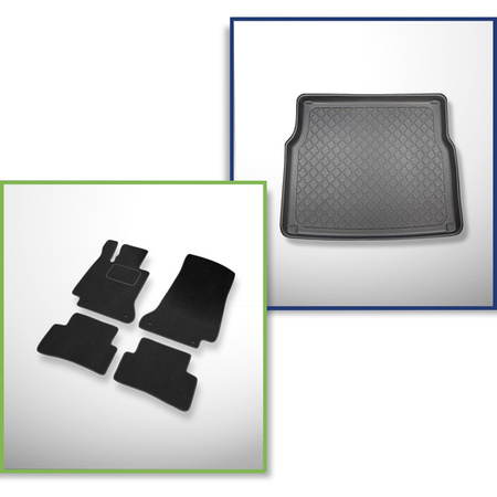 Sada: velurové koberečky + rohož do zavazadlového prostoru pro Mercedes-Benz Třída C W205 (03.2015-02.2021) 5 dveří - Guardliner - 350 e Plug-in-Hybrid