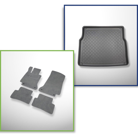 Sada: velurové koberečky + rohož do zavazadlového prostoru pro Mercedes-Benz Třída C W205 (03.2015-02.2021) 5 dveří - Guardliner - 350 e Plug-in-Hybrid