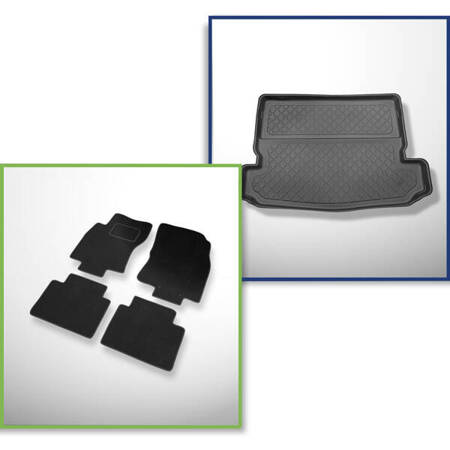 Sada: velurové koberečky + rohož do zavazadlového prostoru pro Nissan X-Trail III T32 (08.2014-2022) 5 dveří - Guardliner - 7 míst; třetí řada snížená