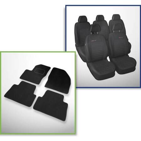 Set: velurové koberečky + autopotahy šité na míru pro Ford C-MAX MPV (2003-2010) – Elegance P-4