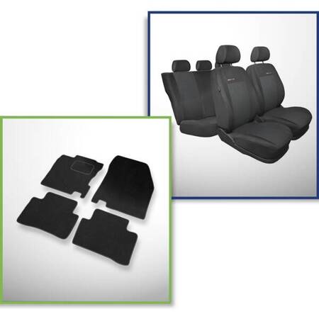 Set: velurové koberečky + autopotahy šité na míru pro Nissan Qashqai II Crossover (2013-....) – Elegance P-3