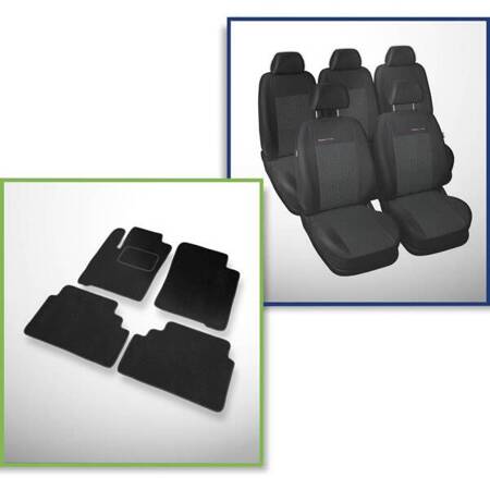 Set: velurové koberečky + autopotahy šité na míru pro Renault Scenic I MPV (1996-2003) – Elegance P-1