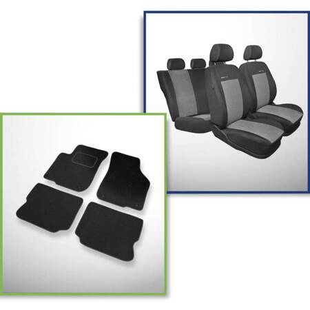 Set: velurové koberečky + autopotahy šité na míru pro Seat Leon I Hatchback (1999-2005) – Elegance P-2