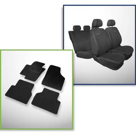 Set: velurové koberečky + autopotahy šité na míru pro Volkswagen Tiguan SUV (2007-2016) – Elegance P-4