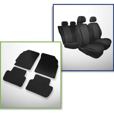 Set: filcové koberečky + autopotahy šité na míru pro Chevrolet Spark II Hatchback (2010-2015) – Practic